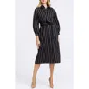 Foxcroft Esther Stripe Cotton Shirtdress In Black