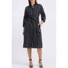 Foxcroft Esther Stripe Cotton Shirtdress In Black