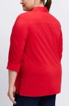 Foxcroft Evelyn Three-quarter Sleeve Button-up Shirt In Simply Red