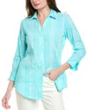 Foxcroft Faith Textured Shirt In Blue