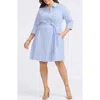 Foxcroft Fiona Stripe Cotton Seersucker Shirtdress In Blue/white