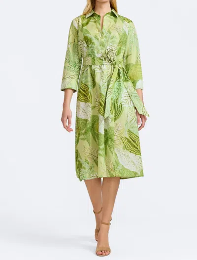 Foxcroft Fiona Three Quarter Sleeve Dress In Jungle Leaves