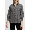 Foxcroft Frankie Abstract Print Cotton Sateen Popover Top In Black