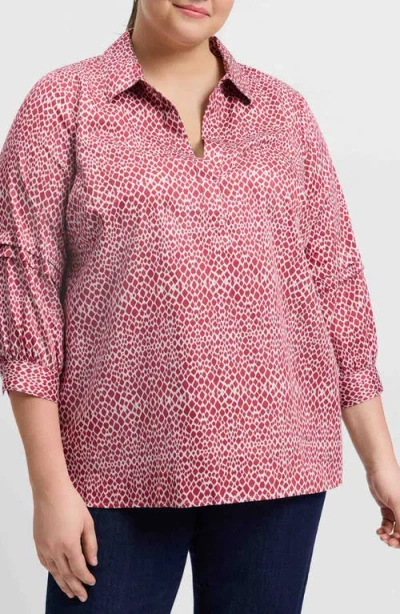 FOXCROFT FOXCROFT FRANKIE ABSTRACT PRINT COTTON SATEEN POPOVER TOP