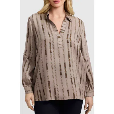 FOXCROFT FOXCROFT FRANKIE CHAIN STRIPE POPOVER TOP