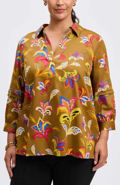 Foxcroft Frankie Floral Wrinkle Resistant Top In Multi