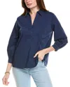 Foxcroft Frankie Stretch Popover Shirt In Blue
