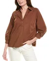 Foxcroft Frankie Stretch Popover Shirt In Brown