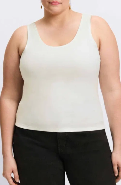 Foxcroft Georgia Crepe Knit Tank In Ecru