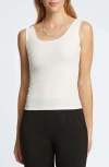 Foxcroft Georgia Crepe Knit Tank In Ecru