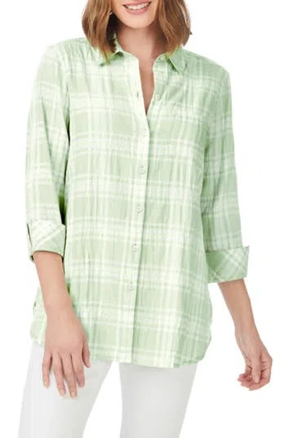 FOXCROFT FOXCROFT GERMAINE PLAID TUNIC BLOUSE