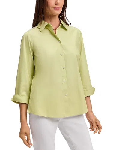 FOXCROFT GWEN 3/4 SLEEVED PINPOINT OXFORD SHIRT