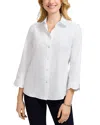 Foxcroft Gwen 3/4 Sleeved Pinpoint Oxford Shirt In White