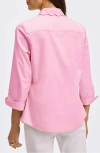Foxcroft Gwen Three-quarter Sleeve Cotton Button-up Shirt In Pink Sea Glass