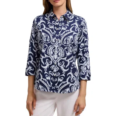 Foxcroft Hampton Damask Shirt In Multi