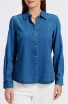 Foxcroft Hampton Denim Shirt In Blue