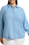 Foxcroft Hampton Denim Shirt In White