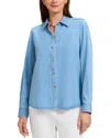 Foxcroft Hampton Long Sleeve Denim Shirt In Blue