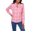 Foxcroft Hampton Plaid Non-iron Button-up Shirt In Rose Red