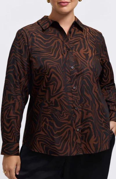 Foxcroft Hampton Print Button-up Shirt In Animal Print