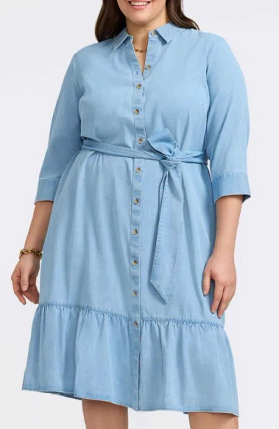 Foxcroft Ivy Denim Shirtdress In Bleach Wash