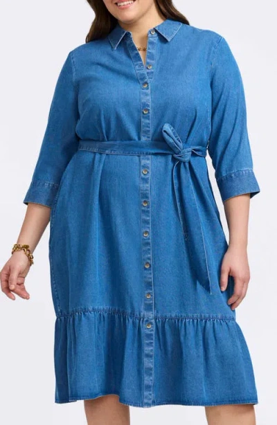 Foxcroft Ivy Denim Shirtdress In Medium Wash
