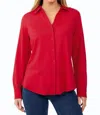 FOXCROFT JERSEY KNIT BLOUSE IN RED