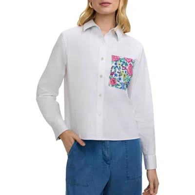 Foxcroft Jodie Cotton Blend Button-up Shirt In White