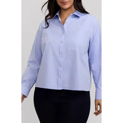 Foxcroft Jodie Cotton Button-up Shirt In Blue