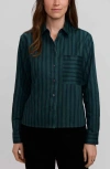 Foxcroft Jodie Stripe Cotton Button-up Shirt In Green