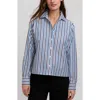 Foxcroft Jodie Stripe Cotton Button-up Shirt In Animal Print