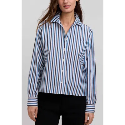 Foxcroft Jodie Stripe Cotton Button-up Shirt In Animal Print