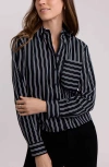 Foxcroft Jodie Stripe Cotton Button-up Shirt In Blue