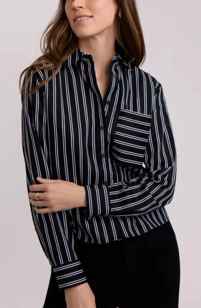 Foxcroft Jodie Stripe Cotton Button-up Shirt In Blue