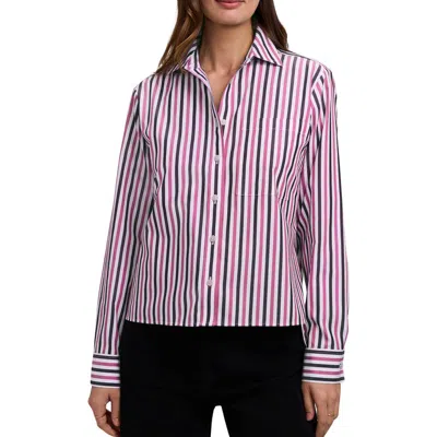 Foxcroft Jodie Stripe Cotton Button-up Shirt In Multi