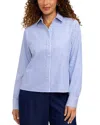 Foxcroft Jodie Stripe Cotton Button-up Shirt In Blue