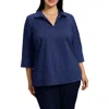 Foxcroft Julia Stretch Cotton Blend Shirt In Navy