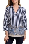Foxcroft Julia Stripe Paisley Shirt In Multi