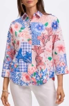 Foxcroft June Mixed Print Cotton Button-up Shirt In Multi