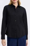 Foxcroft June Stretch Cotton Blend Button-up Shirt In Black