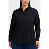 Foxcroft June Stretch Cotton Blend Button-up Shirt In Blue
