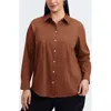 Foxcroft June Stretch Cotton Blend Button-up Shirt In Brown