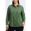 Foxcroft June Stretch Cotton Blend Button-up Shirt In Green