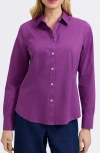 Foxcroft June Stretch Cotton Blend Button-up Shirt In Purple