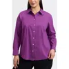 Foxcroft June Stretch Cotton Blend Button-up Shirt In Purple