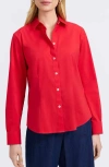 Foxcroft June Stretch Cotton Blend Button-up Shirt In Red