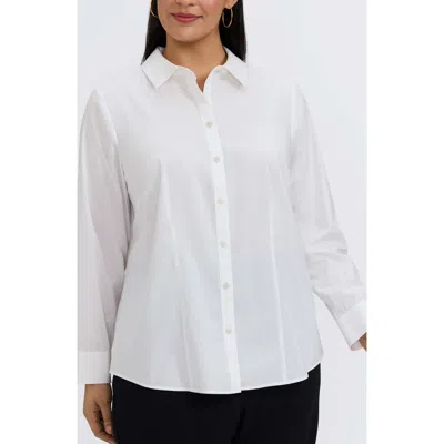 Foxcroft June Stretch Cotton Blend Button-up Shirt In White