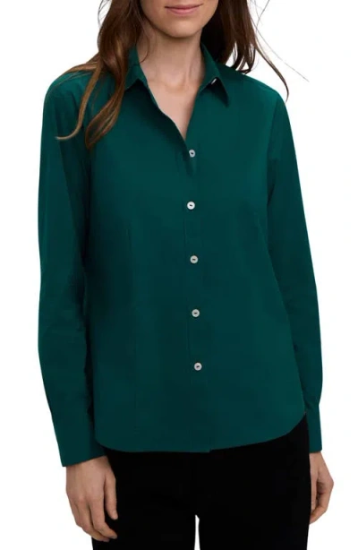 Foxcroft June Stretch Cotton Blend Button-up Shirt In Green