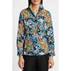 Foxcroft Katie Floral Print Cotton Button-up Shirt In Blue Multi