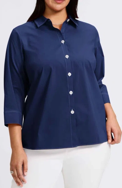 Foxcroft Kelly Button-up Shirt In Navy/white